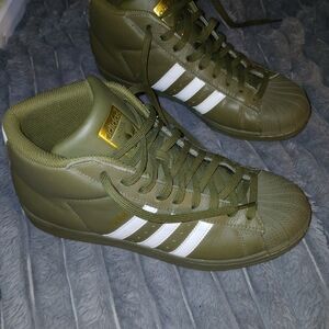 Adidas Men's Olive Green High-Top Sneakers